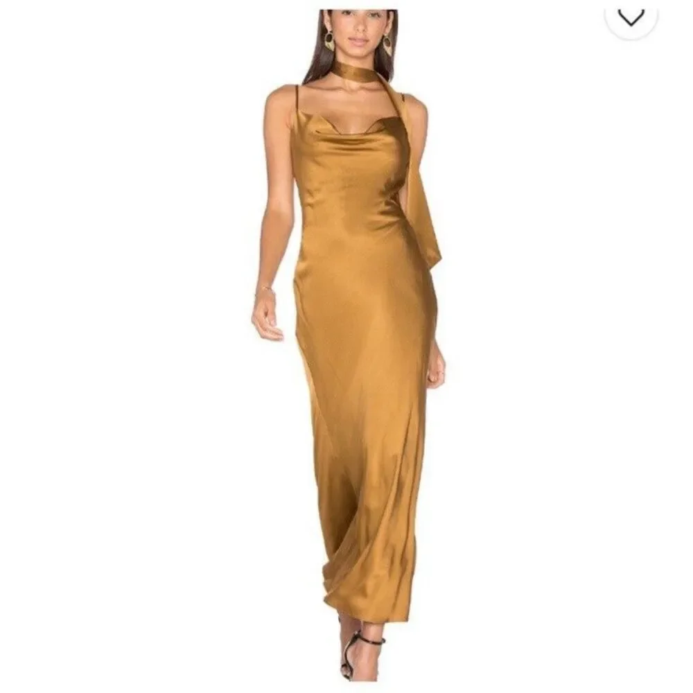 Lpa Dresses | Lpa Sz M Lorella Dress Gold Brown Cowl Neck Open Back Revolve Nwot/No Scarf | Color: Yellow | Size: M | Nmilkis's Closet Lpa Dresses | Lpa Sz M Lorella Dress Gold Brown Cowl Neck Open Back Revolve Nwot/No Scarf | Color: Yellow | Size: M | Nmilkis's Closet